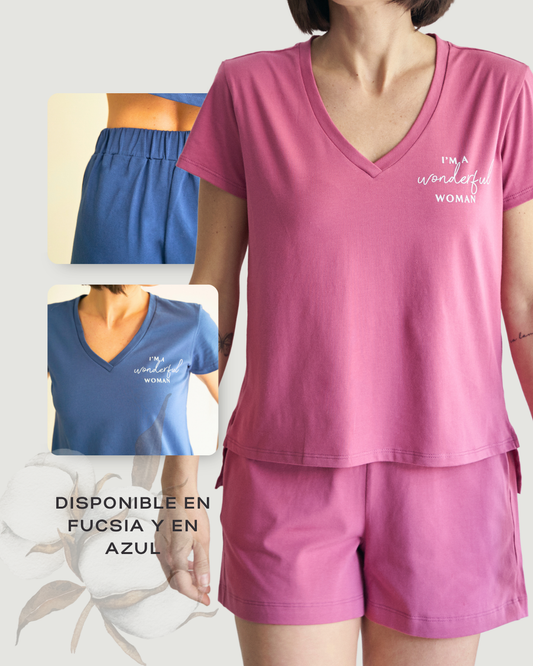 Conjunto camiseta y pantalón corto 'I'm wonderful woman'