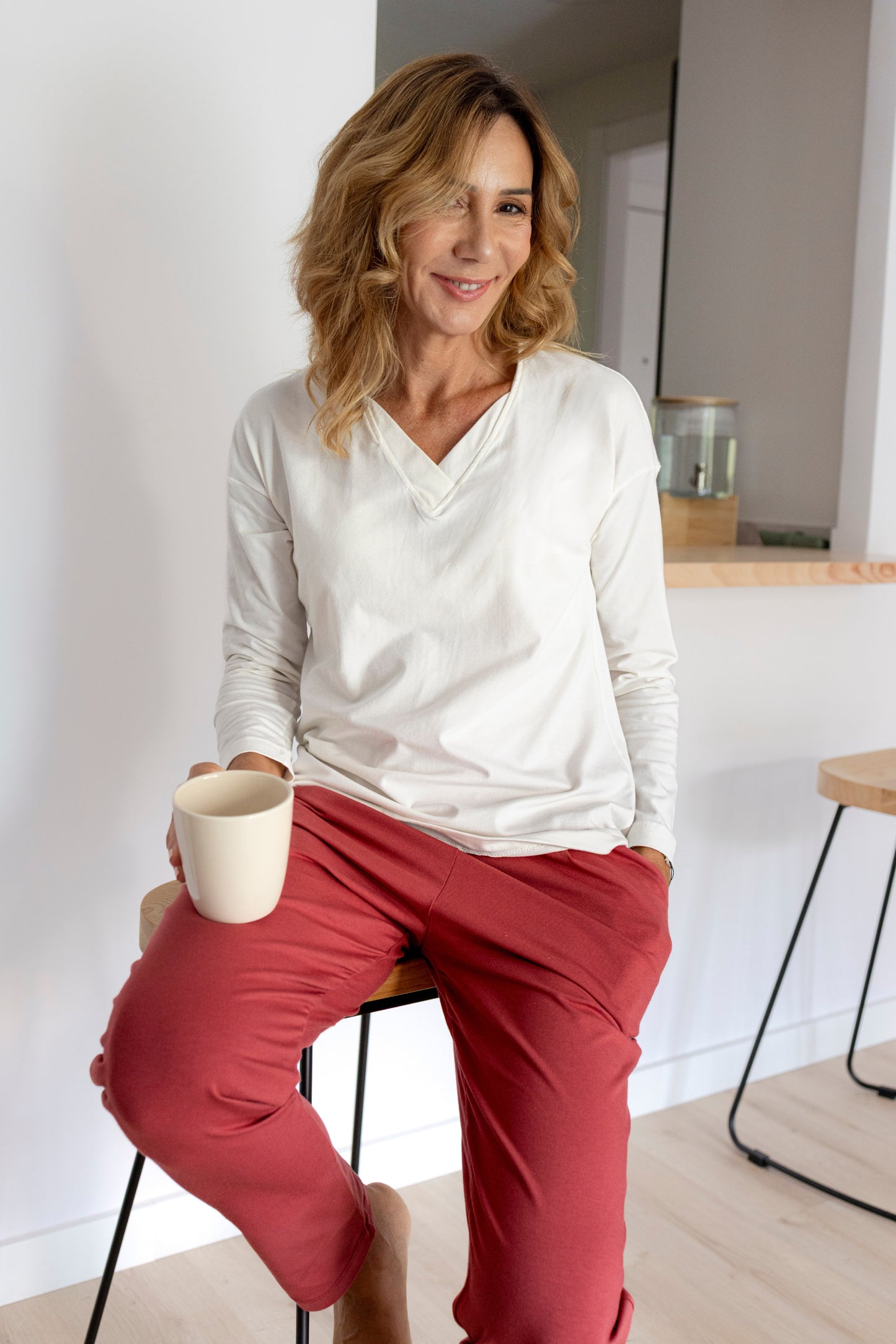 Homewear / Pijama Fluido Nature Camiseta blanca