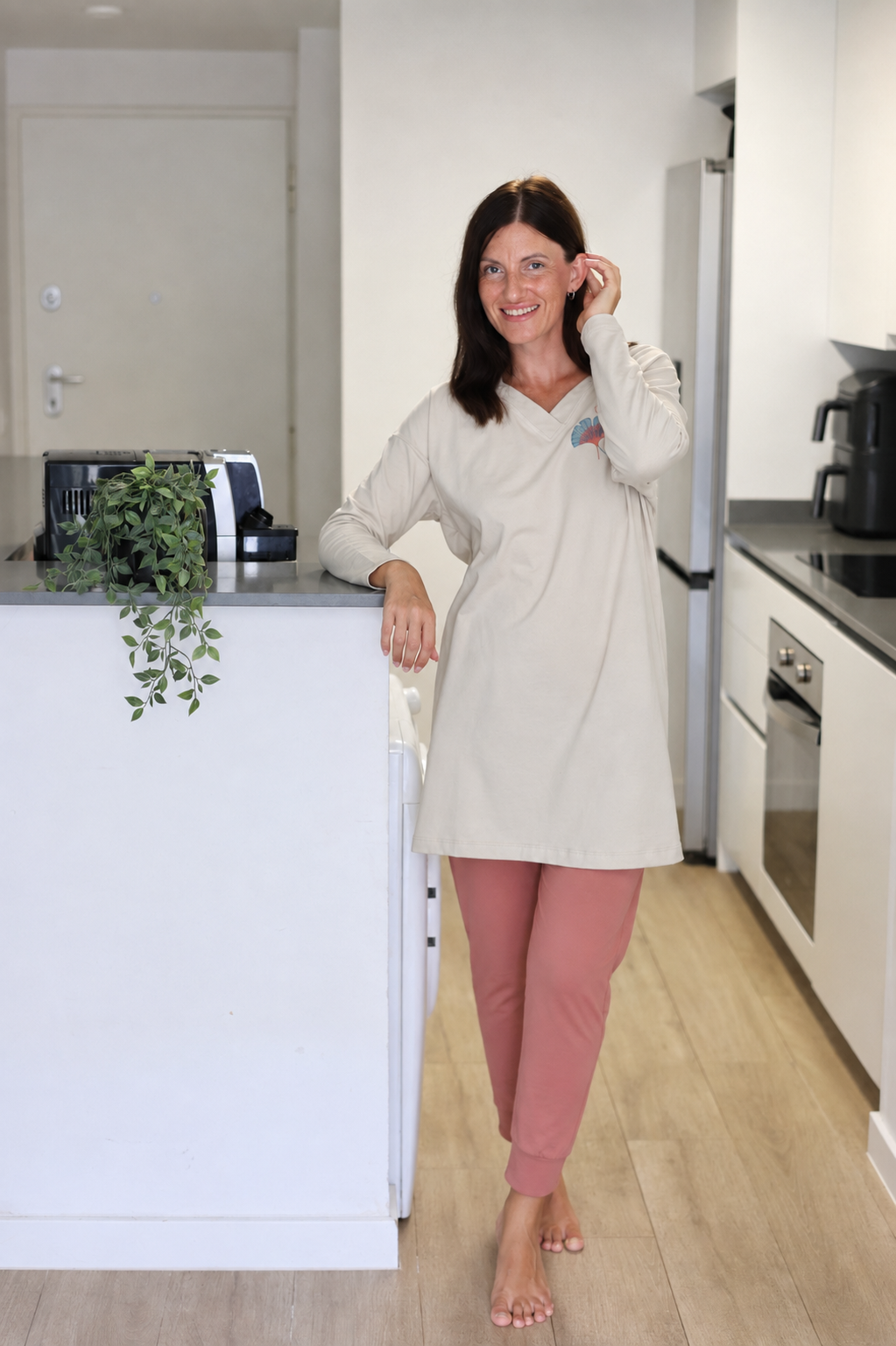Conjunto Nara Dúo camisón y pantalón (arena - rosa)